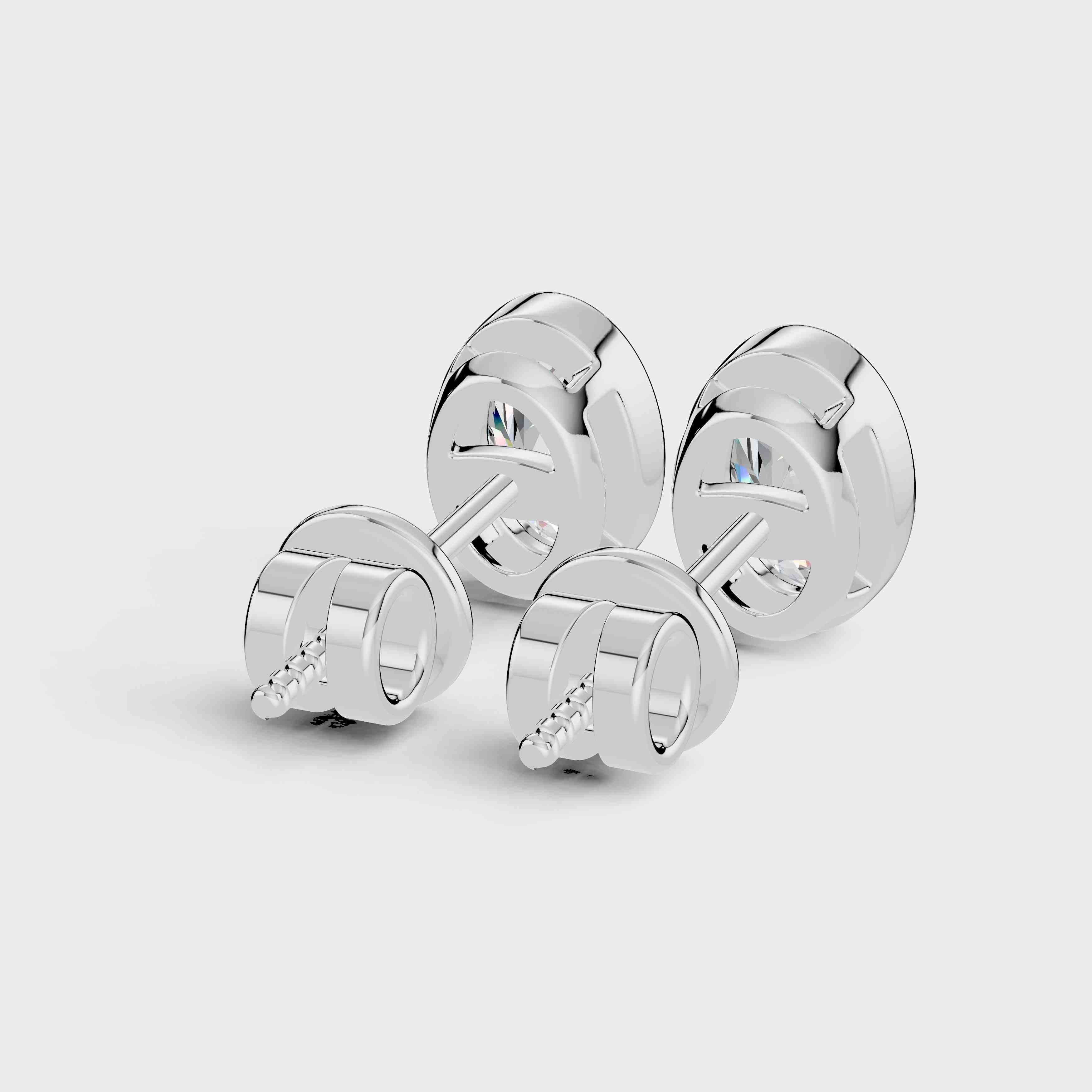 Oval Cut Diamond Bezel Stud Earrings